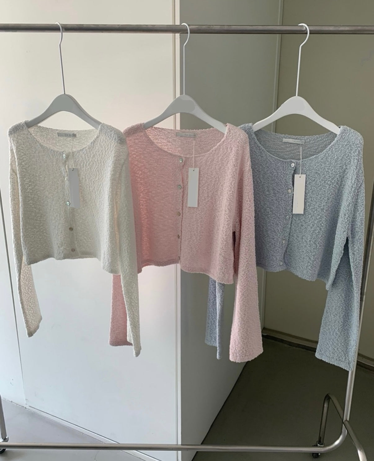 Soft Cloud Textured Cropped Cardigan