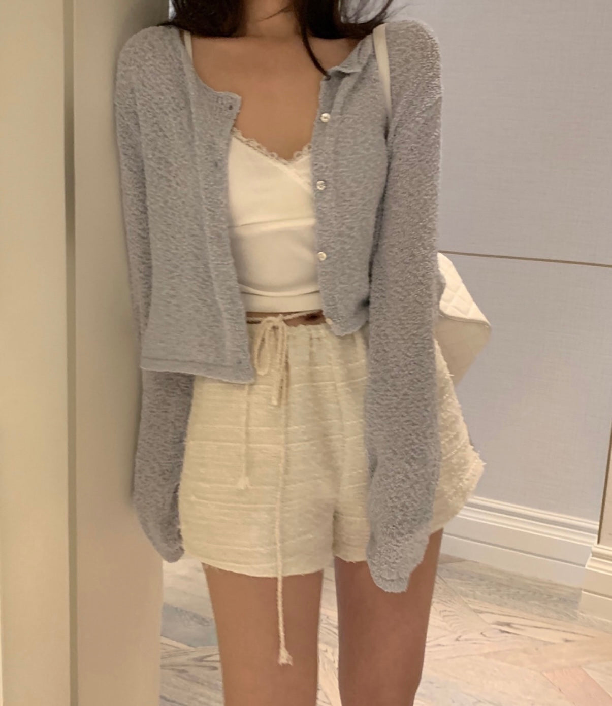 Soft Cloud Textured Cropped Cardigan