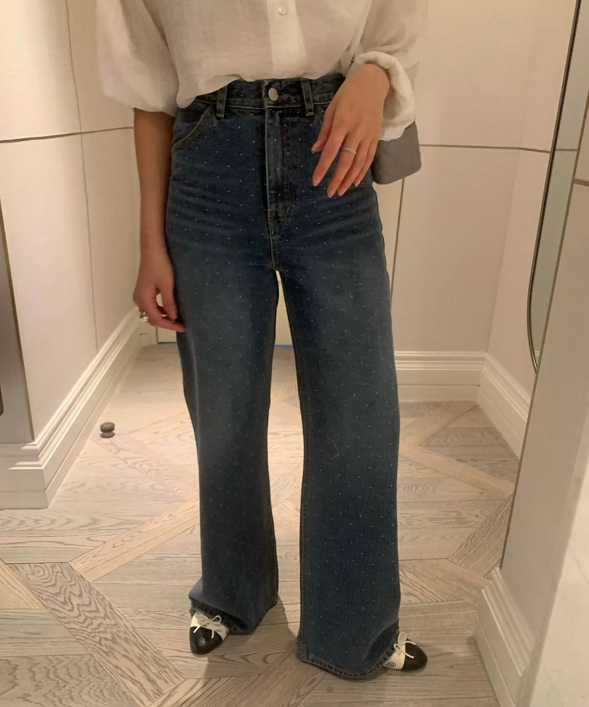 Midnight Dot Wide-Leg Denim