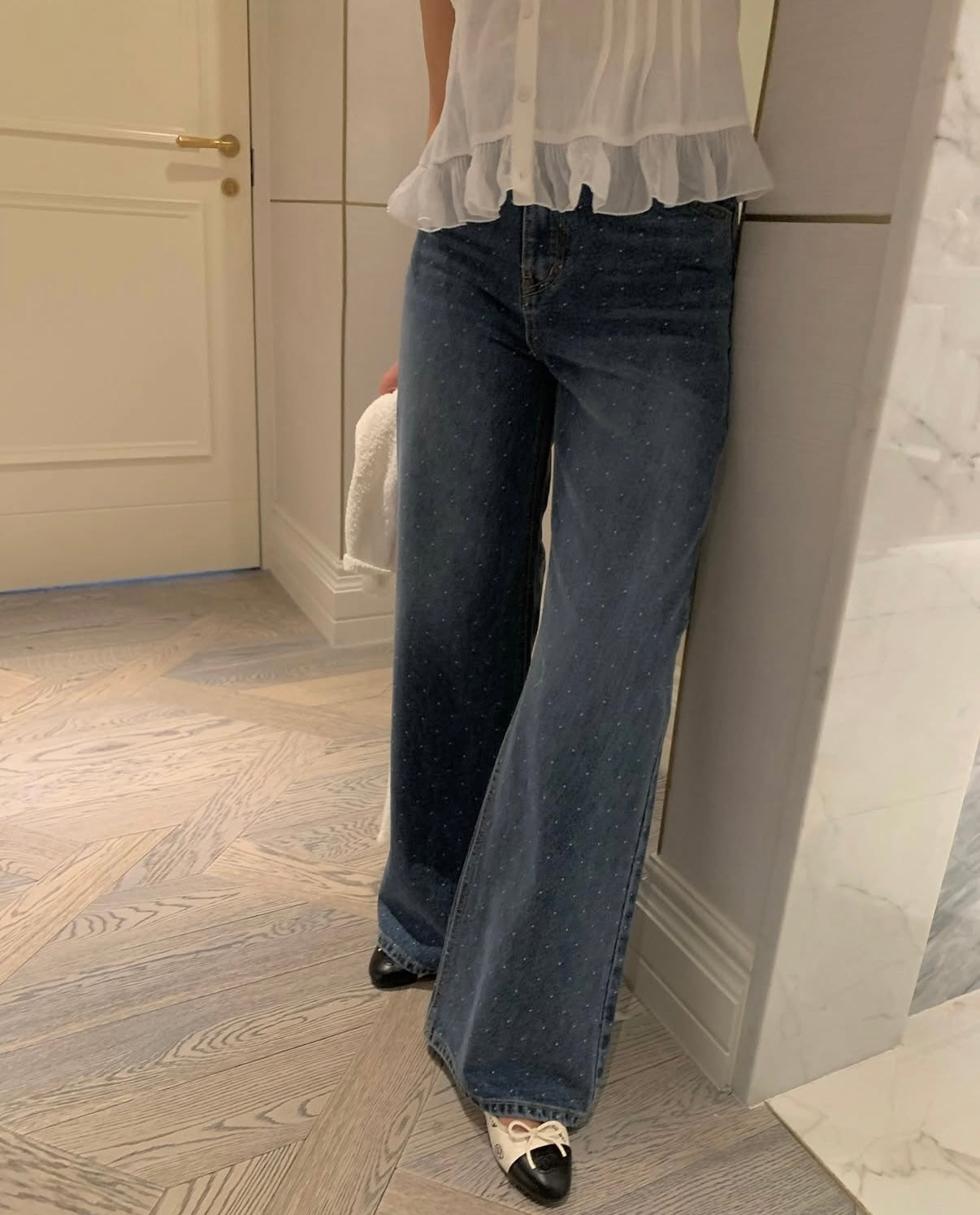 Midnight Dot Wide-Leg Denim